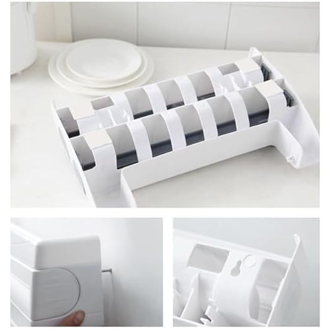 Cling Wrap Dispenser,Aluminum Foil Dispenser - Reusable Cling Film Organizer for Kitchen Drawer Sandwich Bag Leftovers Snack Food Storage Fridge Packing