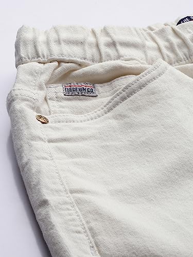 Image of The Indian Garage Co Men Slim Fit Solid Mid-Rise Stretchable Denim Joggers