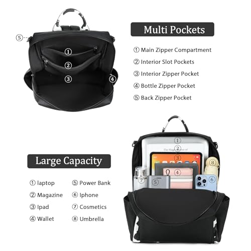 Image of AGLOD Leather Backpack Purse for Women Designer Ladies Shoulder Bag Fashion Faux Work Travel Handbags