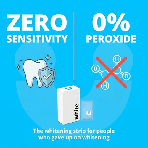 Image of Teeth Whitening Strips for Sensitive Teeth - Peroxide Free No Sensitivity - 14 Strips with Pap+ & Nano Hydroxyapatite - Enamel Safe Whitening in 7 Days - WhiteU