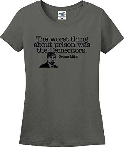 The Worst Thing About Prison was The Dementors Prison Mike Funny Ladies T-Shirt (S-3X) (Ladies Small Charcoal)
