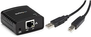 Startech.Com 10/100Mbps Ethernet to USB 2.0 Network LPR Print Server (PM1115U2) & 6 ft. (1.8 m) USB Printer Cable - USB 2.0 A to B - Printer Cable - Black - USB A to B (USB2HAB6)
