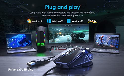Ratón para juegos C300 con cable de 7 botones programables para computadora y Mac 2