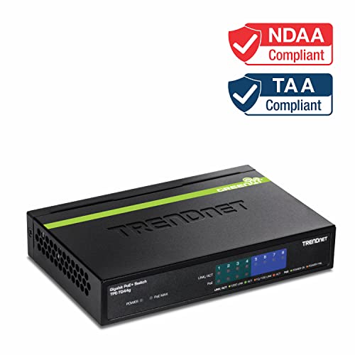 TRENDnet-8-Port-Gigabit-GREENnet-PoE-Switch-4-x-Gigabit-PoEPoE-Ports-Up-to-30-WattsPort-4-x-Gigabit-Ports-61-Watt-Total-Power-Budget-16-Gbps-Switching-Capacity-TPE-TG44G