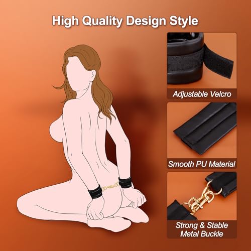 image for UTIMI BDSM Bondage Restraints Sex Toys - Adjustable Soft Leather Handc