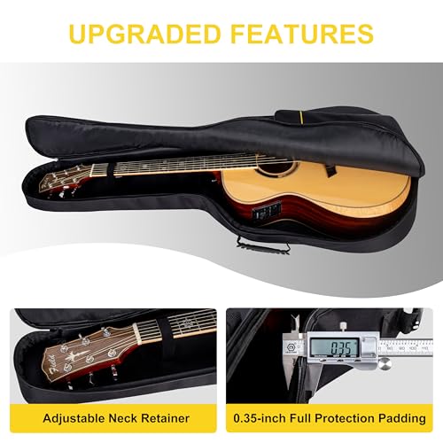Image of 40 /41 /42 inch Acoustic Guitar Bag,Oxford Fabric with 0.35 inch Thick Padding | Water Resistant Gig Bag | 3 Pockets | Side Handle & Back Hanger Loop | Adjustable Dual Shoulder Straps for Travel Daily Use