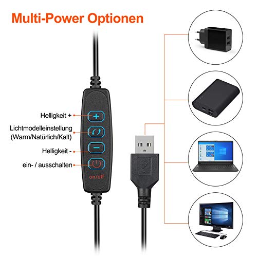 YIKANWEN Videokonferenz-Beleuchtungsset, Dimmbare LED Ringlicht mit Clip und Ständer, Webcam-Ringlicht für Fernarbeit… – Bild 6