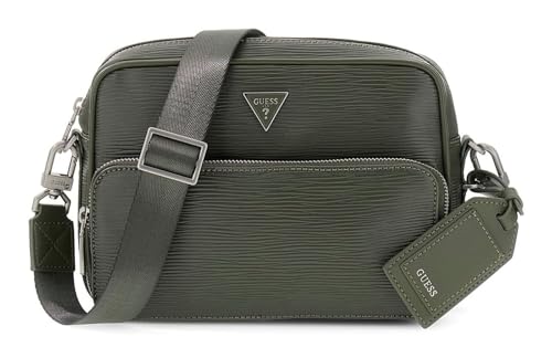 Bolso bandolera de mujer GUESS Milano Crossbody verde oscuro con doble cremallera