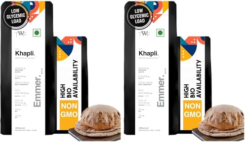 Image of TWF Stone ground Khapli Wheat Flour | 2kg | Clinically Certified Low GI of 39 | No Blending - 100% Khapli Atta | Diabetic-Friendly | High Fiber & Protein | Emmer Atta (Pack of 2)