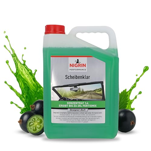 NIGRIN Scheibenklar Konzentrat 1:4 Designer Duft | 5 Liter | Reinigungszusatz für Autoscheiben und Scheinwerfer | mit Griffmulde | entfernt Insekten, Öl, Fett streifen- und schlierenfrei | ab 5°C