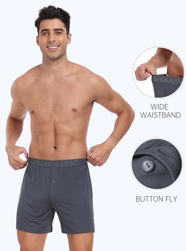 COLORFULLEAF Men's Bamboo Rayon Boxers Boxer Shorts Soft Relaxed Summer Sleepwear Shorts Underwear3