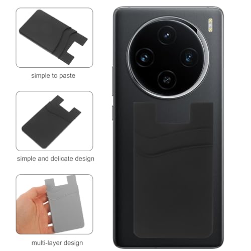 Funda para 3 tarjetas de silicona Mipcase con soporte adhesivo multicapa para móviles 4