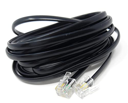 DRUT 3m RJ11 to RJ11 Telephone Landline Cable ADSL 6P4C Flat Lead High Speed BT Internet Broadband Male to Male Router Modem Phone Extension Wire 10ft Black