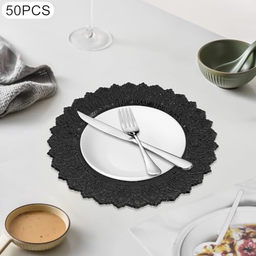 Set de 50 Platos Cargadores Antiguos Negro 13 pulg miniatura 7