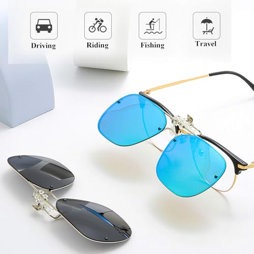 Image of Polarized Clip on Sunglasses Over Glasses for Men Women Flip Up Clip-on Shades for Driving Fishing