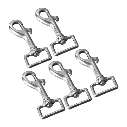 5PCS Spring Hook 27mm Square Rotating Spring Hooks, Rotating Snap Hooks Tail Snap Hooks 360 Degree Rotating Snap Hooks Stainless Steel Spring Shackles for Belt Dog Leash