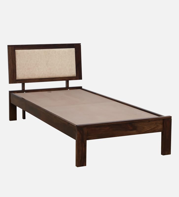 Image of Solid Sheesham Wood Pearl Single Bed Without Storage | Wooden Single Bed Cot Palang Furniture for Bedroom Living Room Home and Hotel (Provincial Teak Finish)