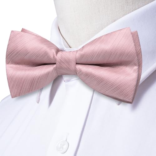 Image of Dubulle Mens Paisley Striped Bowtie Set Pre-tied Bowtie for Men and Pocket Square Set Wedding Business