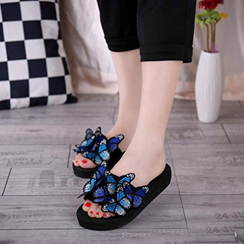 Image of MIOKE Summer Flat Slide Sandals For Womens Butterfly Platform Low Heel Comfy Nonslip Casual Beach Sandals