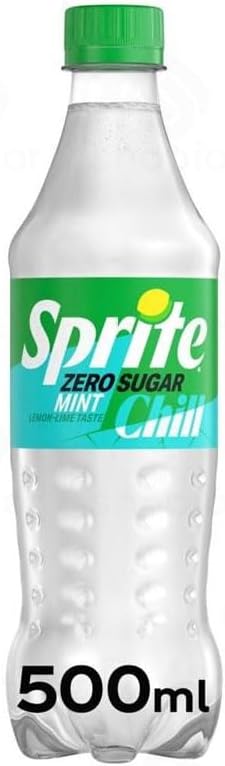 Sprite Lemon & Lime Soft Drinks – Regular & Zero Sugar Fizzy Drinks | Classic Original Taste | Refreshing Sparkling Citrus Beverage, No Caffeine | (Bottles 500ml 12 pack, Zero Sugar Chill Mint)