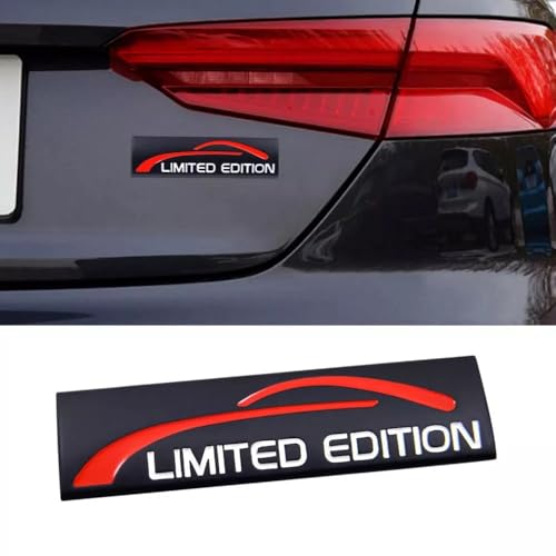 Image of Pair Set Limited Edition Car Emblem Premium 3D Sport Turbo Badge Auto Rear Trunk Side Decal Sticker (Black Red)
