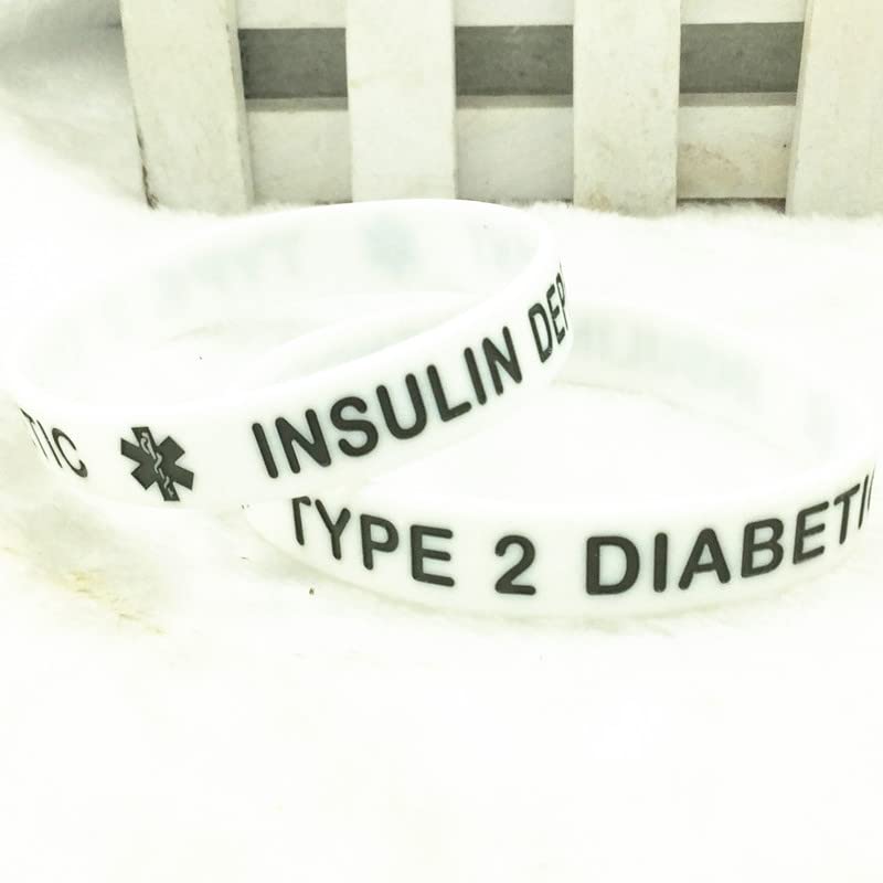 JOYID Blood THINNER Diabetic Type 1/2 Rubber Medical Alert ID Emergency Bracelet Warning Wristband Bracelets3