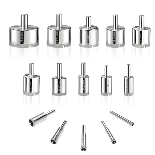Diamond Drill Bit Set - 15-Piece Tile Hole Saw Cutter Kit for Porcelain Soft Glass Ceramic and Marble