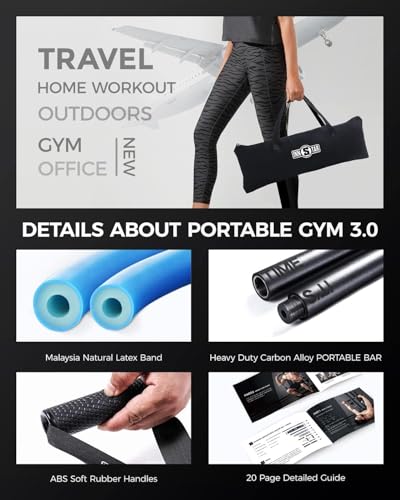 INNSTAR Kit Elastiques de Musculation Réglable Pour la Salle de Gym à la Maison, Barre Elastique Avec 4 Bandes de Résistance, Portable Home Gym 3.0 Set 90KG – vue 9