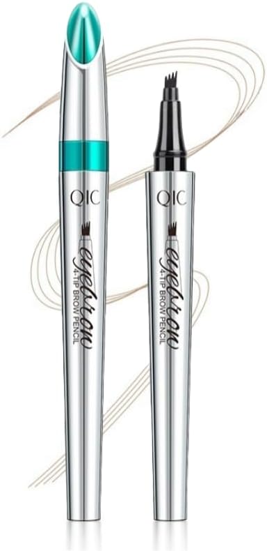 Microblading Eyebrow Pen - Long-Lasting 4D Four-Tip Waterproof Eyebrow pen with Triangular Tip Easy Application for Beginners for Natural Eyebrows (Light Brown)
