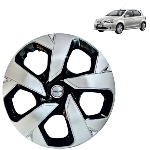 Image of Prigan Etios Liva (V Dual Tone, VD, VX & VXD Only) Black Silver Wheel Cover 15 inch for Etios Liva (Set of 4 Pcs) (Press Fitting) Model- Punch Reverse 15