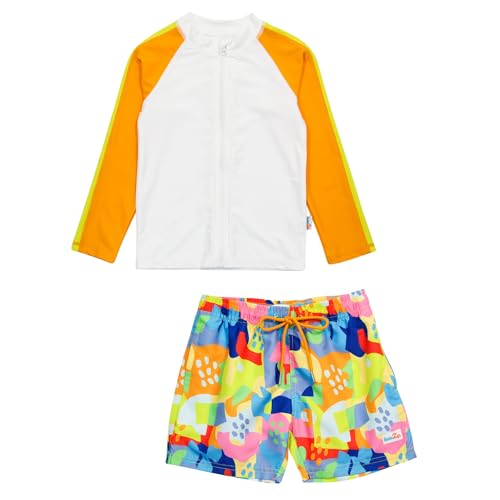 Image of SwimZip Boys' Long Sleeve Rash Guard & Swim Shorts Set - UPF 50+ Sun Protection