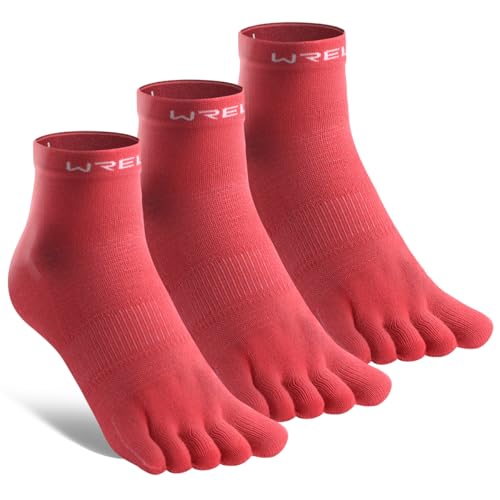 Image of WRELS Coolmax Toe Socks for Men Women,Athletic High Performance Cushion Crew Socks for Running Working(3 Pairs)