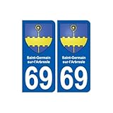  69 Saint-Germain-sur-l_Arbresle blason autocollant plaque stickers ville - Angles : droits
