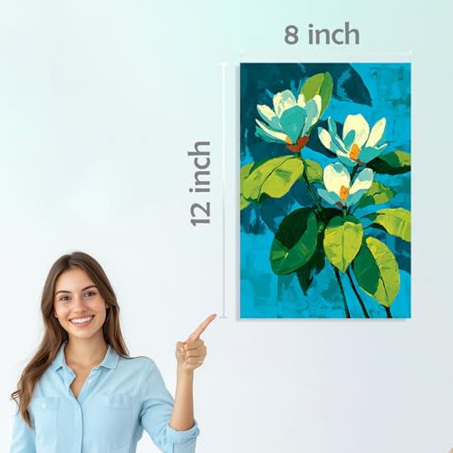 Image of SiddArtify Floral Wall Art Poster Print Set - Modern Flower Painting Decor for Living Room Bedroom Office - 8x12 Sticker Pack of 6