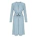 Knitted Robes for Women Casual Homecoat Bathrobes with Belt and Pockets Fashion Solid Long Nightgown Pajamas Light Blue XX-Large