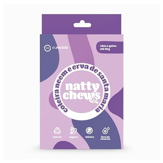 Coleira Antiparasitas Natty Chews Neem e Erva de Santa Maria para Cães e Gatos Até 8kg - Tamanho P