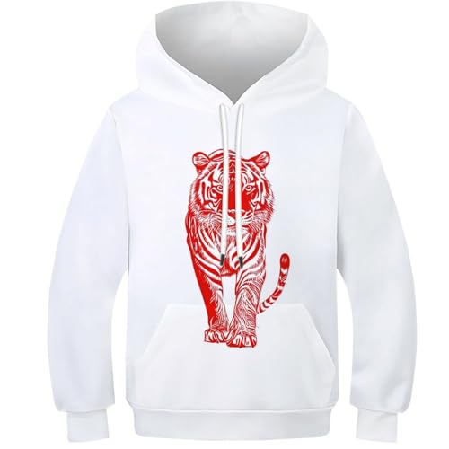 Sweat enfant tigre rouge imprimé 3D le hoodie idéal pour l'école et les activités de plein air