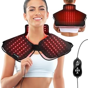 CooCoCo Red Light Therapy Pad for Neck Shoulder Pain Relief, FSA Wearable Near Infrared Light Wrap for Body, HSA Eligible Red Light Heated Therapy Belt for Upper Back, 660nm&850nm