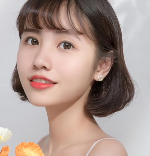 Reffeer Solid 925 Sterling Silver CZ Flower Stud Earrings for Women Teens Flower Spring Stud Earrings2