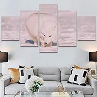 SIGNWIN 5 Panel Canvas Wall Art Animals Black and White Dramatic Group Modern Artwork for Home Decorations Ready to Hang - 60