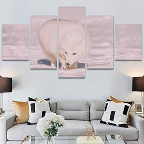 SIGNWIN 5 Panel Canvas Wall Art Animals Black...
