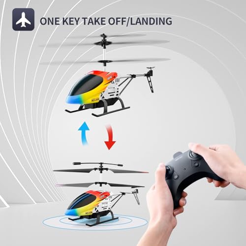 Image of FFTFH Helicopter for Kids Altitude Hold 2.4GHz RC Helicopters with Gyro for Beginner Toys Indoor Flying with 3.5 Channel LED Light Multi Color