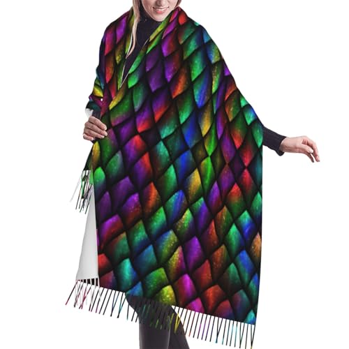 ENVEED Châle et châle en faux cachemire à paillettes violettes scintillantes de qualité supérieure, Dragon Scale, taille unique
