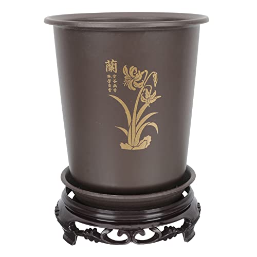 GANAZONO Orchid Flowerpots Rounded Plant Pots Plastic Planting Pot with Base for Indoor Outdoor Gardening Durable Abs Material 6.7 Inch Size Suitable for Orchids and Green Plants