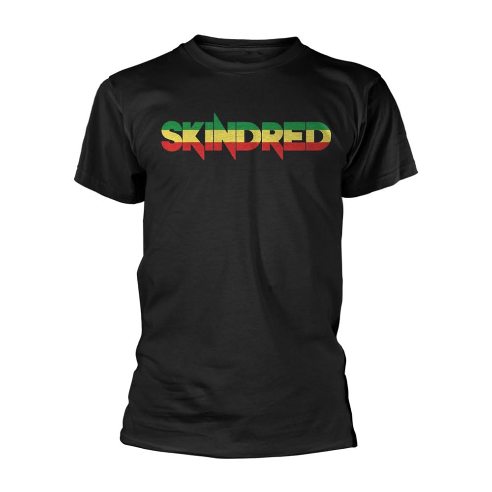 Skindred Rasta Logo Black Cotton Crew Neck Short-Sleeved T-Shirt M