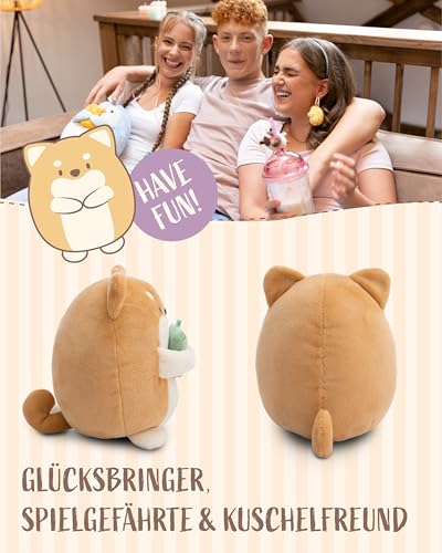NICI MYMOCHI Kuscheltier Hund Hiro 16 cm mit Bubble Tee in Geschenkbox 11x12x6,5 cm, Flauschiges Stofftier zum Kuscheln, Spielen und Liebhaben - 61152