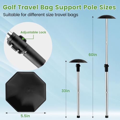 Greeily Golf Club Travel Protector Stick, 33"-60" Golf Travel Bag Support Pole Backup Support Adjustable for Airlines Stiff Arm Club Protector Metal Pole Hard Cover Black (Silver Rod) - image 2