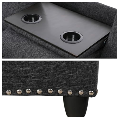 Glasflength MZX052915 L Shaped Sectional Sofa With Ottoman, Nail-Head Design Linen Right Facing Modern Couches With Cup Holder For Living Room thumb #4