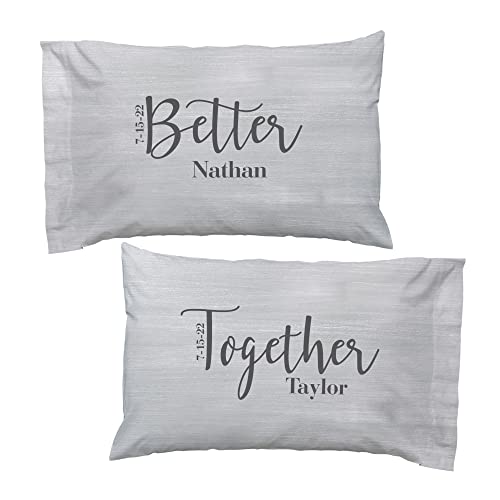 Let's Make Memories Personalized Better Together Pillowcases – Set of 2 – Romantic Couples Gift – Customize with 2 Names & Optional Date