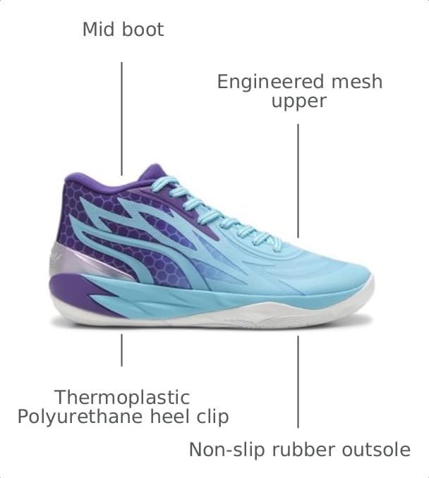 Image of PUMA Mens Mb.02 Fade Basketball Sneakers Shoes - Blue, Purple - Size 10.5 M